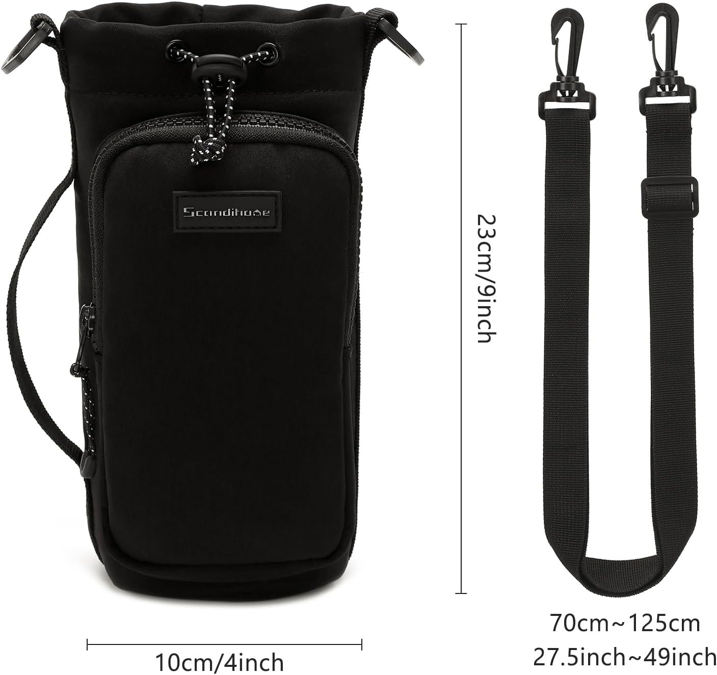 SEPWIK Water Bottle Carrier Bag with Phone Pocket 40Oz Water Bottle Holder Pouch with Adjustable Strap Water Bottle Sleeve for Walking Hiking Camping Gym Scandihome Series - Blue image number 4