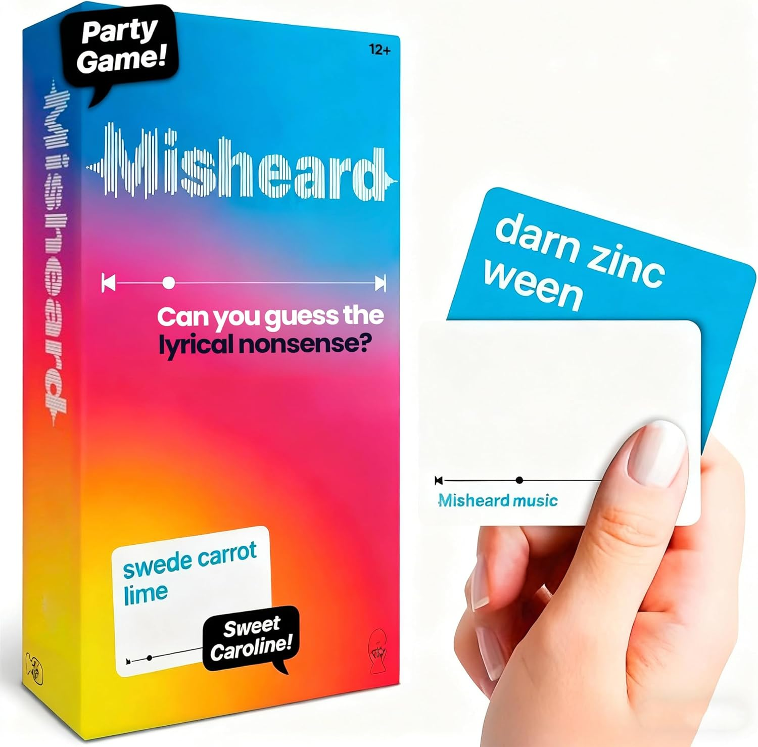 The Original Misheard Music &ndash; Guess the Song or Artist with 500 Lyrical Nonsense Cards &ndash; Hilarious Music Games for Adults & Teens &ndash; Fun Family Card Games for Karaoke & Party Entertainment image number 1