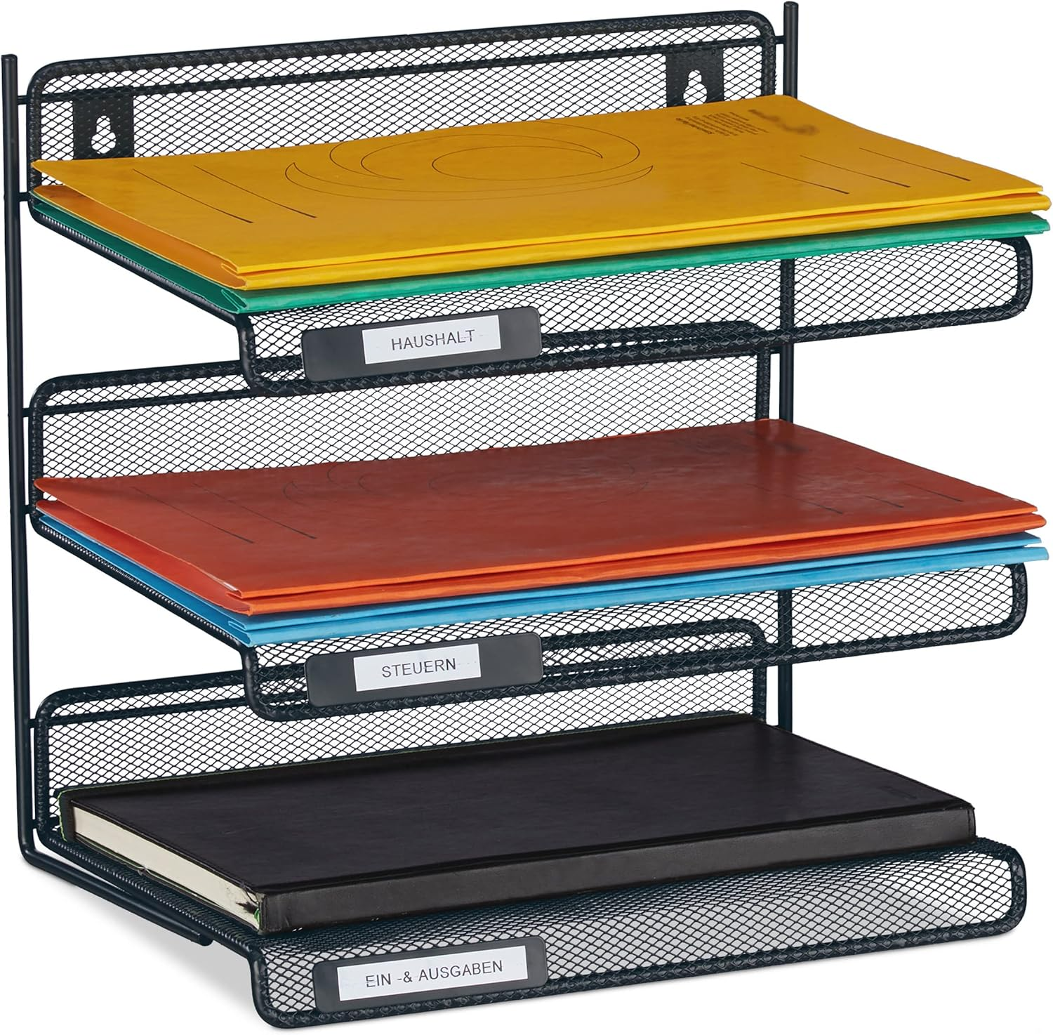 Relaxdays Document Tray, 100% Steel, Grey, 32 X 33.5 X 24.5 Cm image number 1