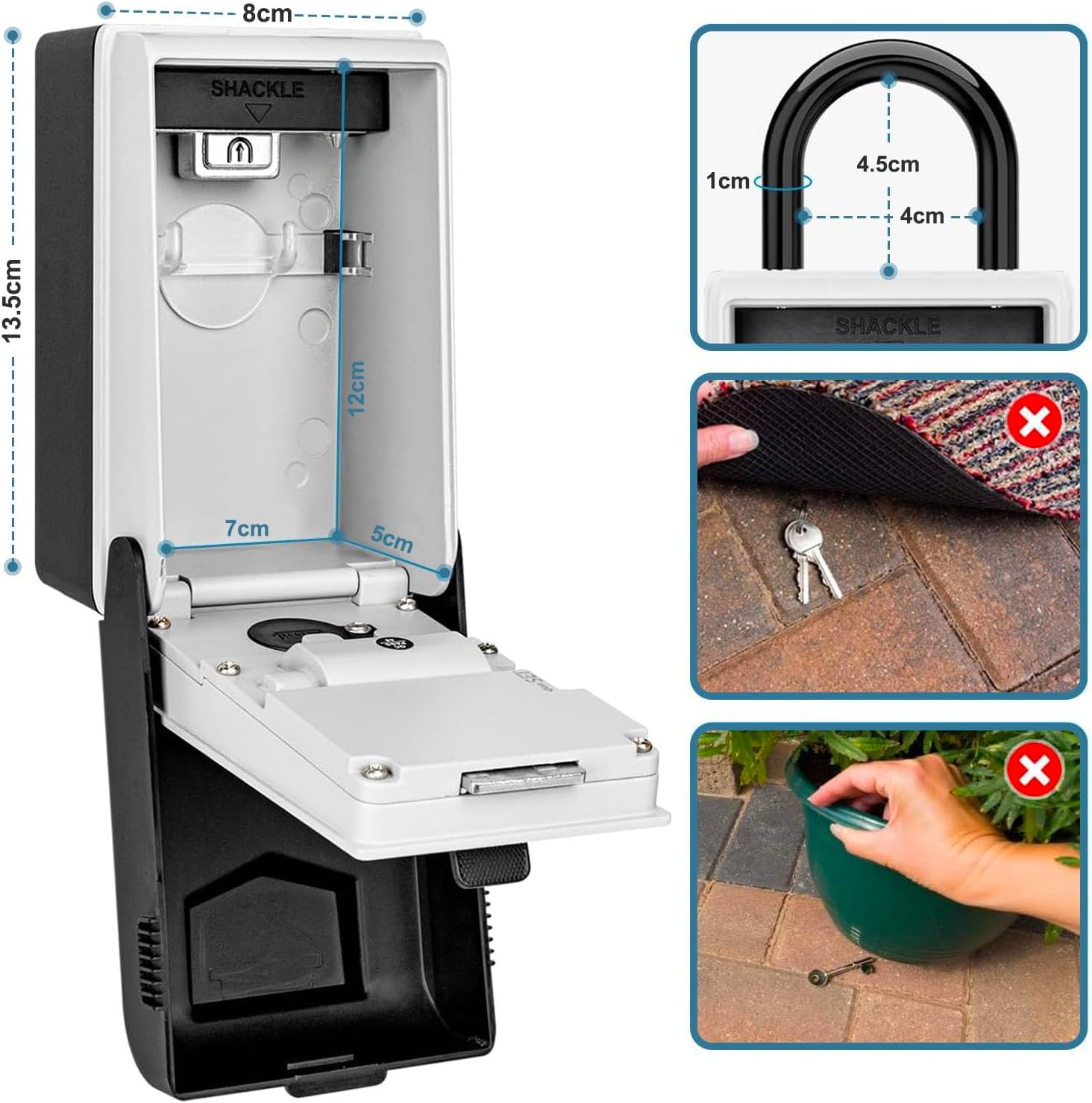 Afallz Key Lock Box with Light up Dials, Portable Wall Mount Key Storage Box with 4 Digit Resettable Code Combination& Slide Cover for Home Hotel School Company Spare Keys image number 2