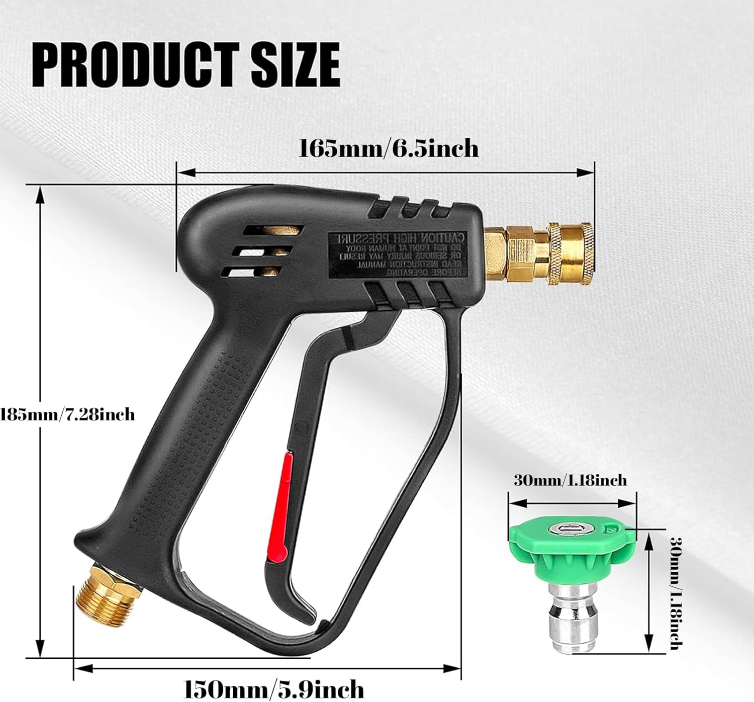 Short Pressure Washer Gun - Pressure Washer Handle Gun with 5 Nozzle,Stubby Pressure Washer Gun Compatible with Karcher Hose and M22-14MM Fitting Hose image number 6