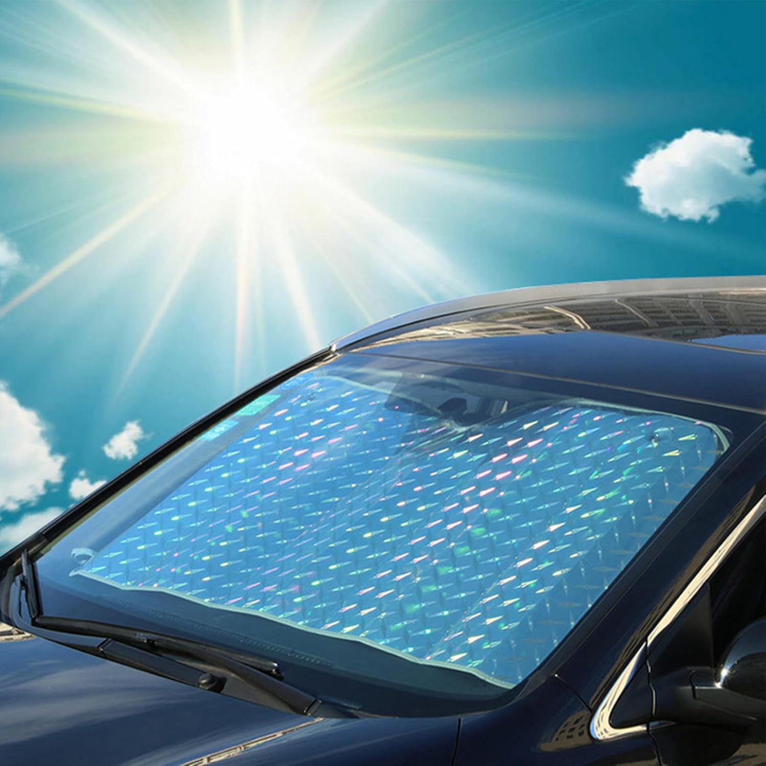 Windshield Sun Shade - 130 X 60 Cm Sunshade for Car Windshield | Front Window Sun Shade | Block UV Rays and Heat for Auto | Vehicle Accessories | Automotive Interior Protection | Film, Cardboard, Foam image number 3