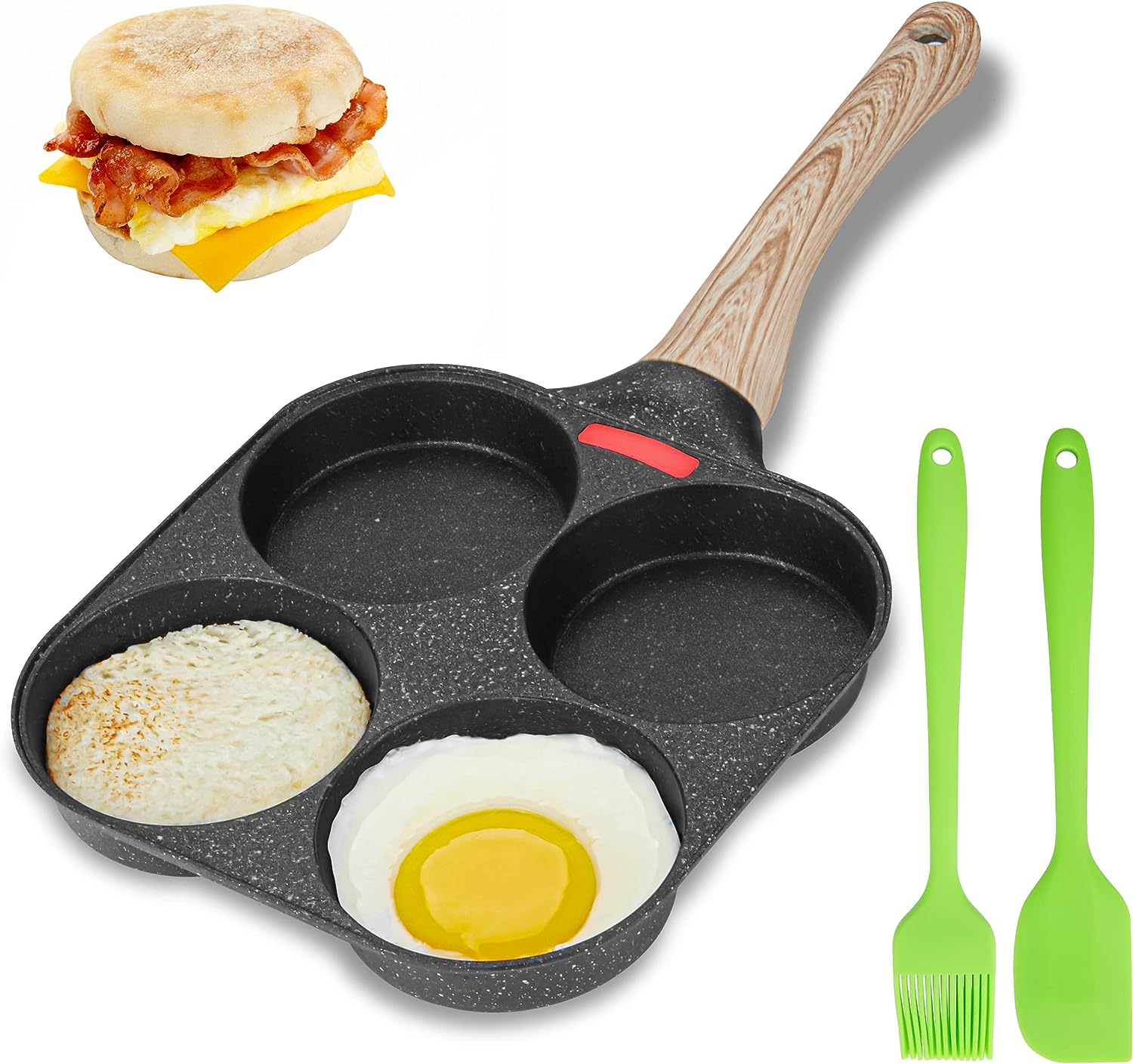 Mylifeunit Egg Frying Pan, 4-Cup Egg Pan Nonstick, Fried Egg Pan Skillet for Breakfast, Pancake, Hamburger, Sandwiches, Suitable for Gas Stove & Induction Cookware image number 3
