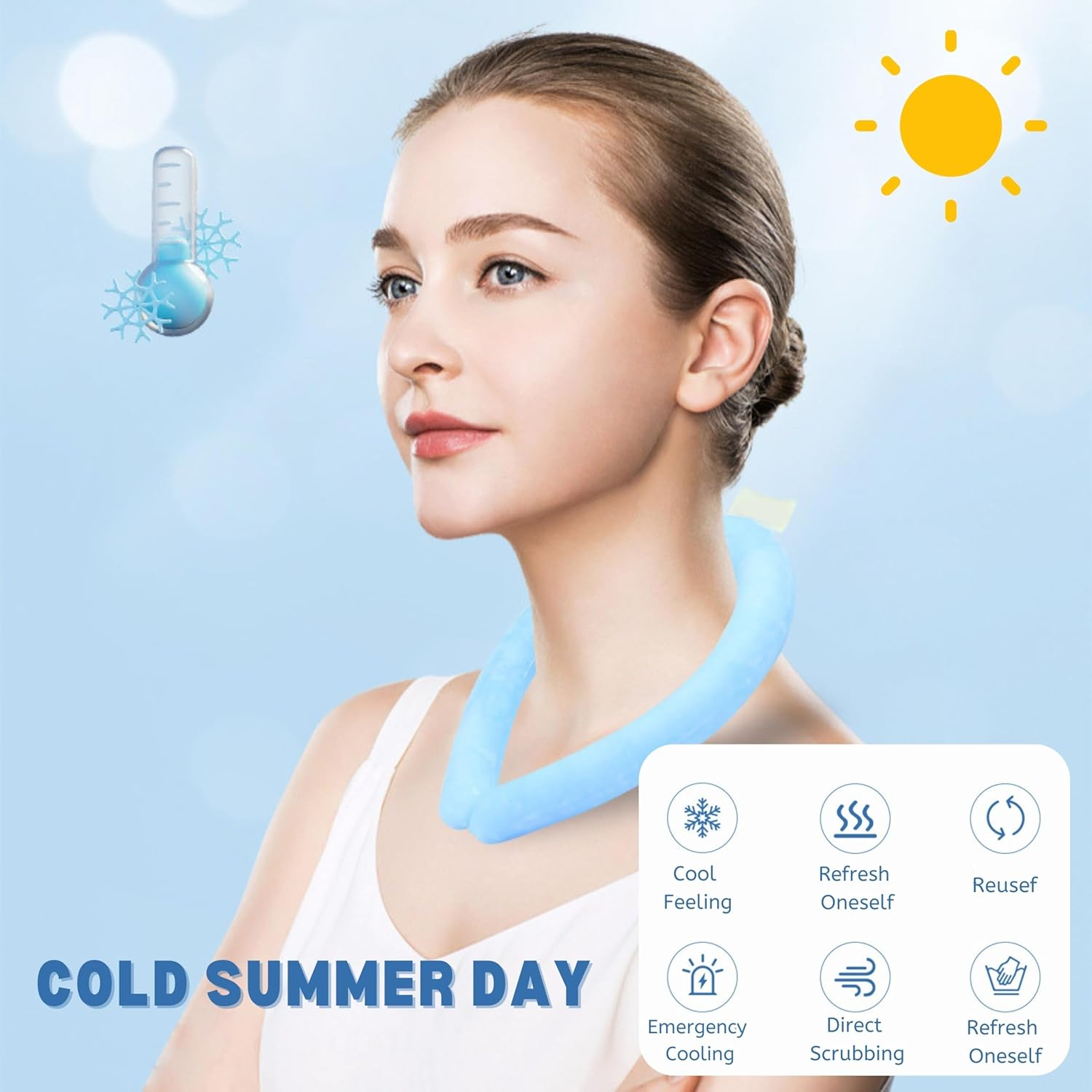 Neck Cooling Tube, Freeze Sleeve, Wearable Cooling Neck Wraps for Summer Heat, Relief for Hot Flashes, Reusable