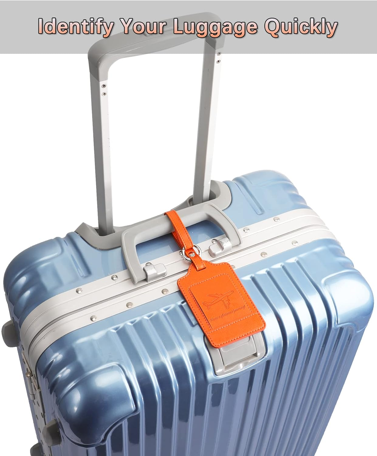 Teskyer Luggage Tags, 3 Pack Premium PU Leahter Luggage Tags Privacy Protection Travel Bag Labels Suitcase Tags image number 1