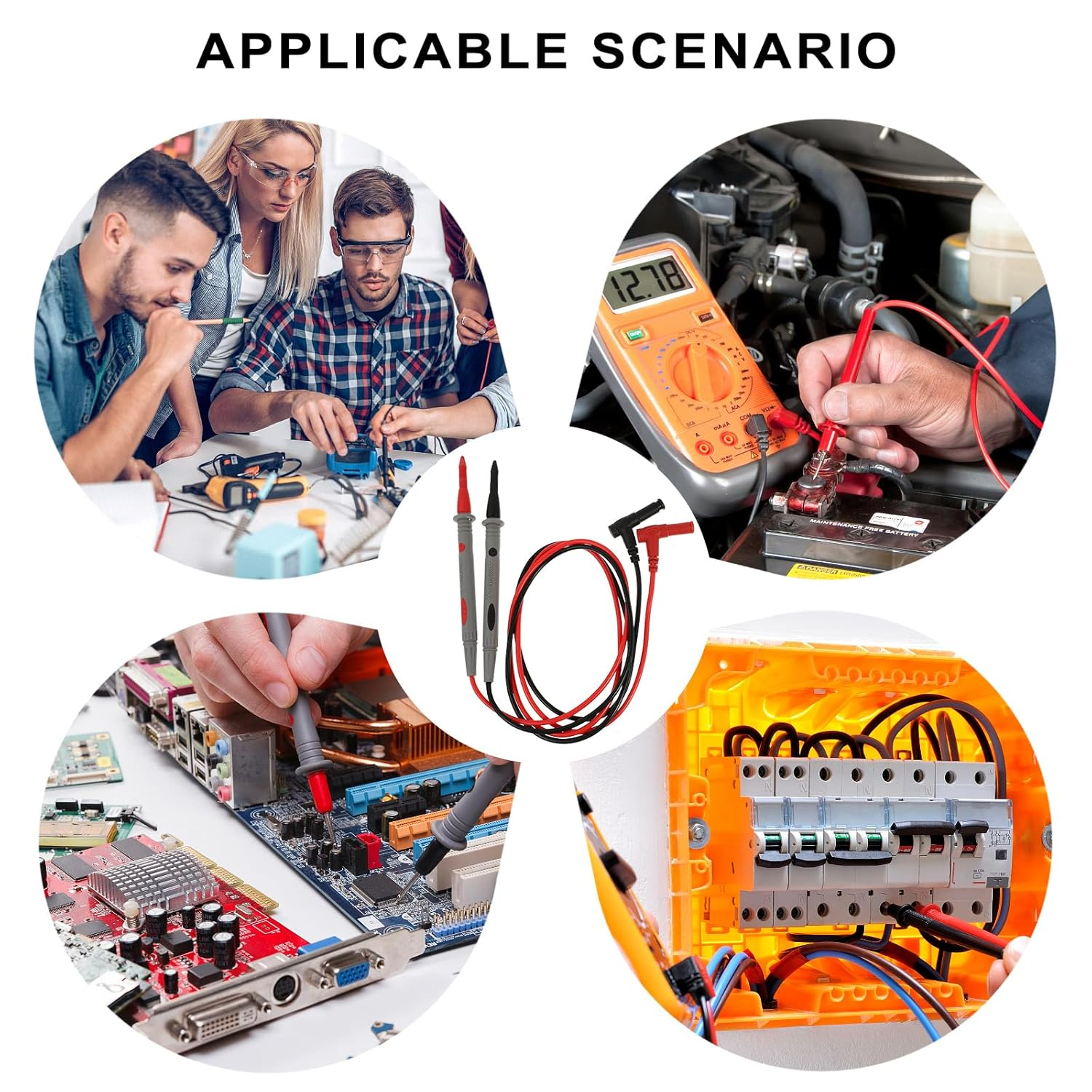 OATIPHO Multimeter Lead Probe Cables - 1000V High Voltage Test Leads with Banana Plug and Alligator Clips for Electrical Testing - 105Cm Long
