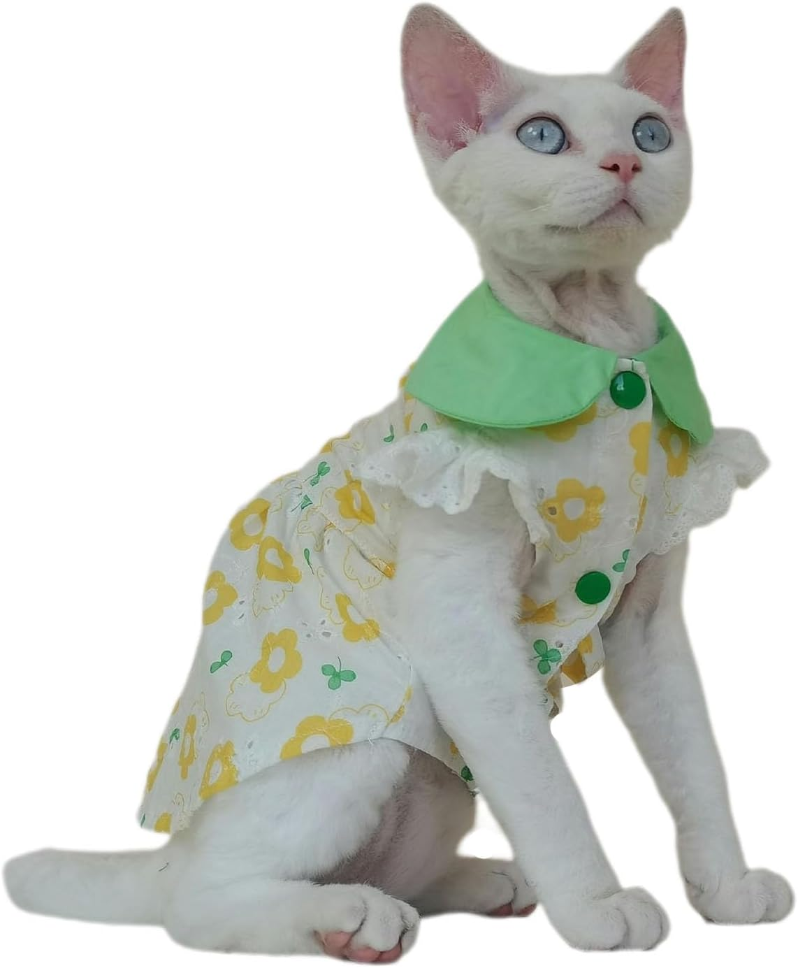IUOUTG Hairless Cat Clothes Sphynx Soft Breathable Kitten Shirt Skirt Cute Floral Design Hairless Cat Costume Cat Vest for Male Female Cats Puppy Small Dogs