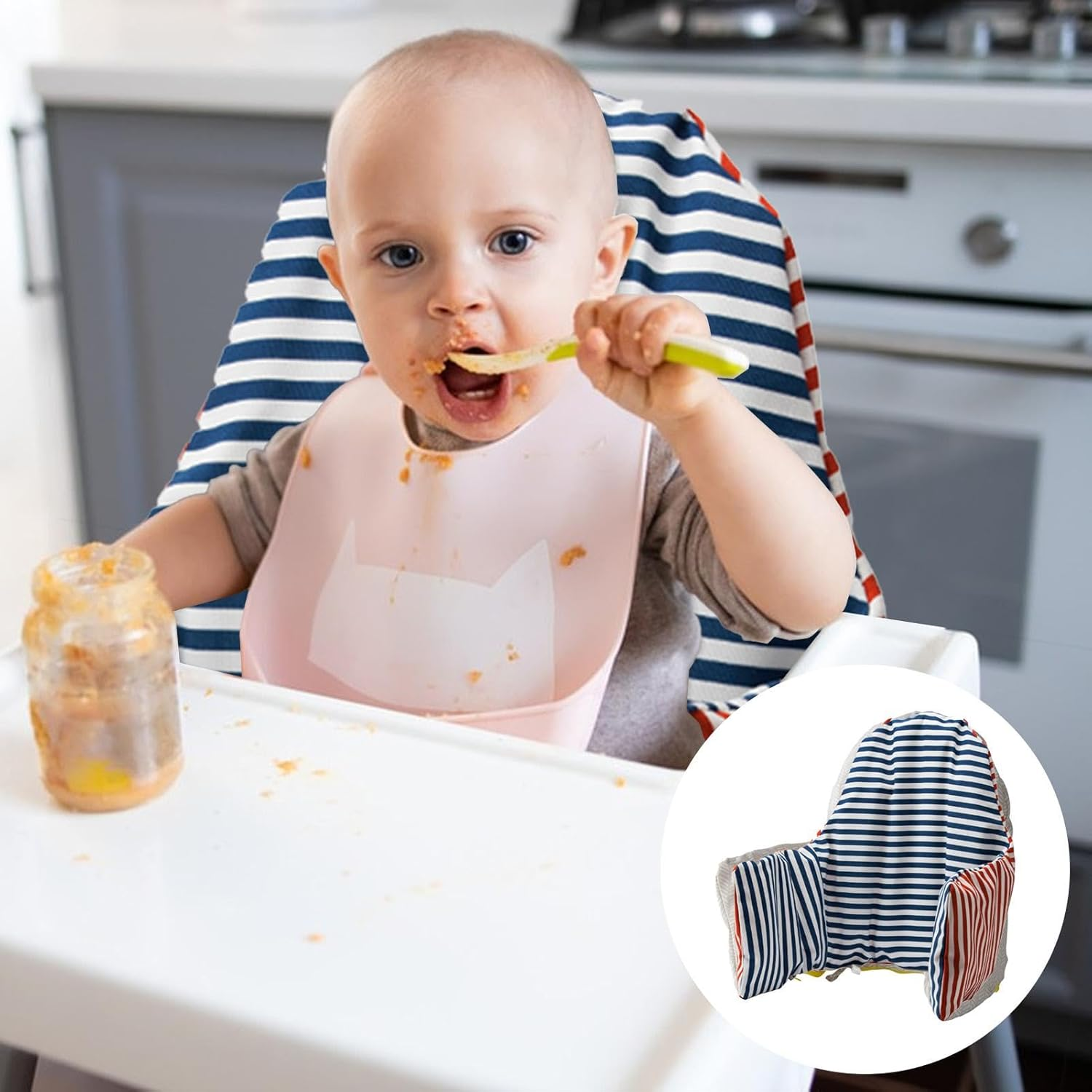 High Chair Insert | Washable High Chair Cushion, Liner, Reversible, Ergonomic, Crummi Color, 6-36 Months image number 5