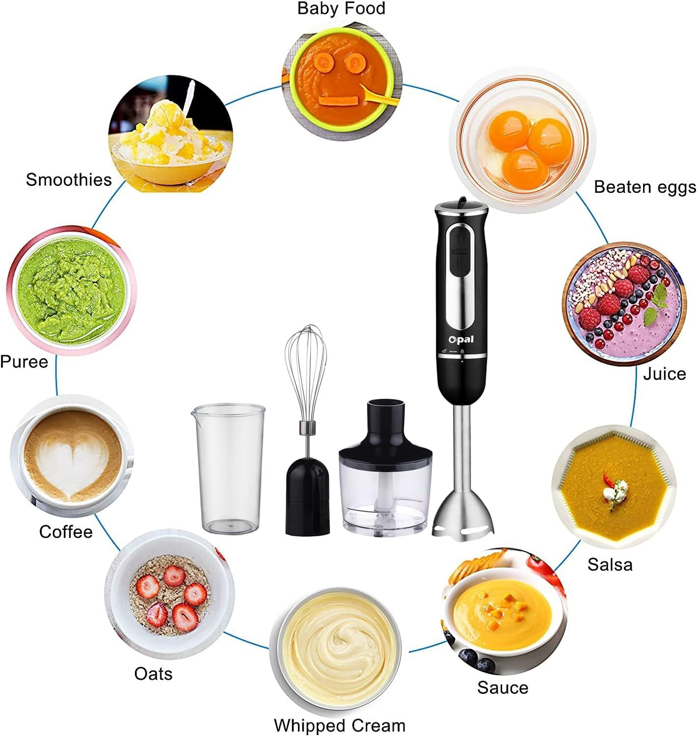 New 800W Stainless Steel Portable Stick Hand Blender Mixer Food Processor Set image number 5