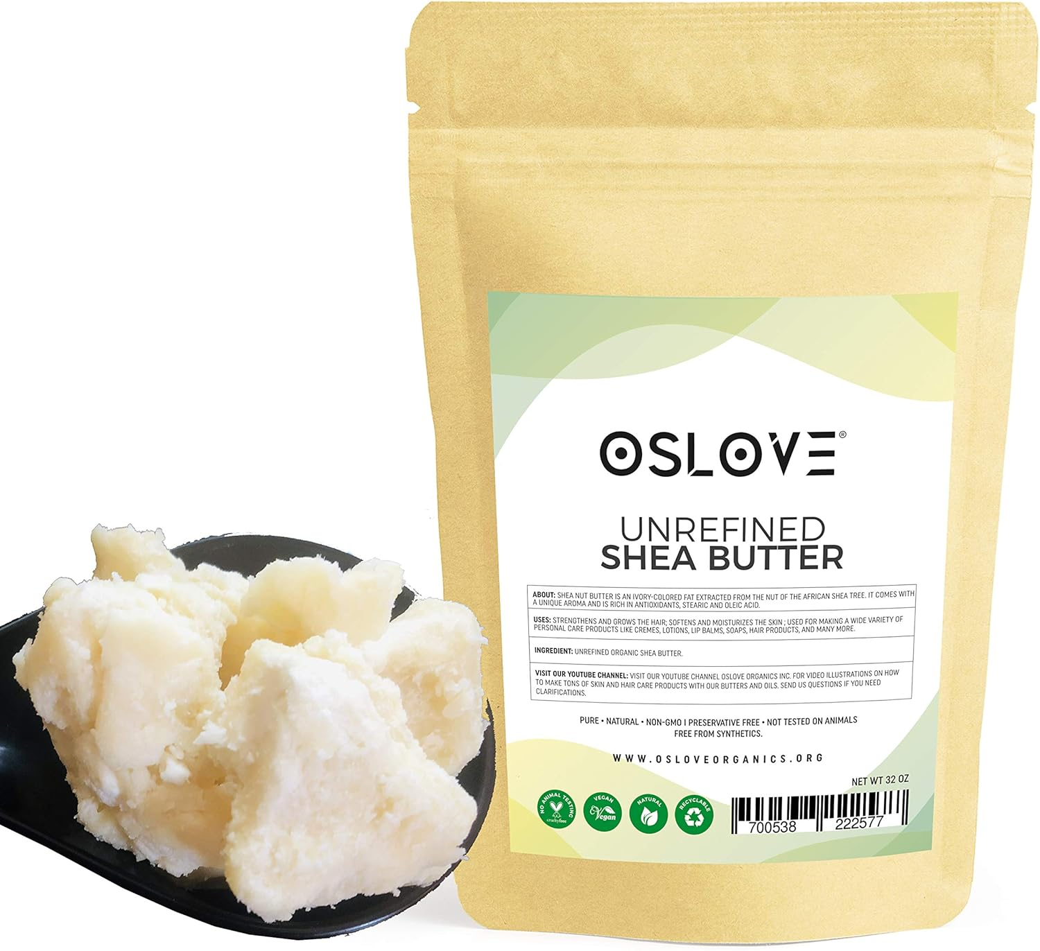 Oslove Organics Organic Unrefined Shea Butter 2 LB Raw, African,100% Pure, Non-Gmo, Moisturizing Vegan Butter for Hair & Skin image number 4
