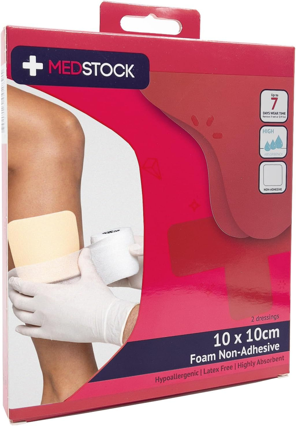 MEDSTOCK Foam Non-Adhesive Dressing Multipack - 10Cm X 10Cm - 2Pcs image number 3