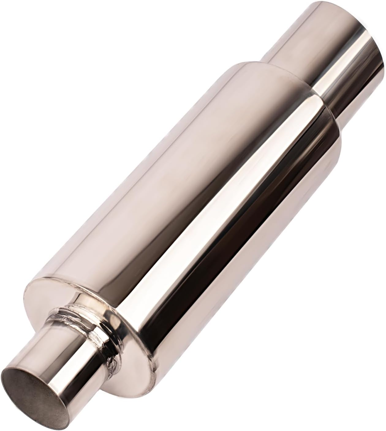 Yeoflagtrade 3.0 Inch Inlet 4.0 Inch Outlet Exhaust Muffler 3.0" to 4.0" Universal 18.5" Length Stainless Steel Polished Exhaust Tip Burnt Blue