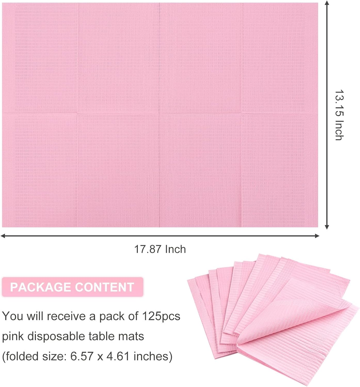 SUTOKAKA 125Pcs Pink Disposable Table Mats for Nail Art 3 Ply Foldable Waterproof Dental Bibs Tattoo Sheets Nail Practice Table Cover for Medical Supplies Manicure Salon Pads image number 6