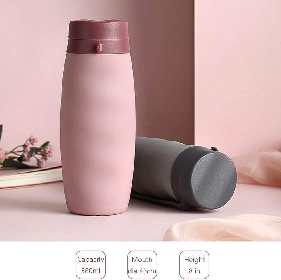 RINGSUN 2-Pack Collapsible Water Bottle, 600Ml Rollable Drink Bottles, Waterbottle Portable for Sports Gym Travel Hiking - Grey Grey image number 6