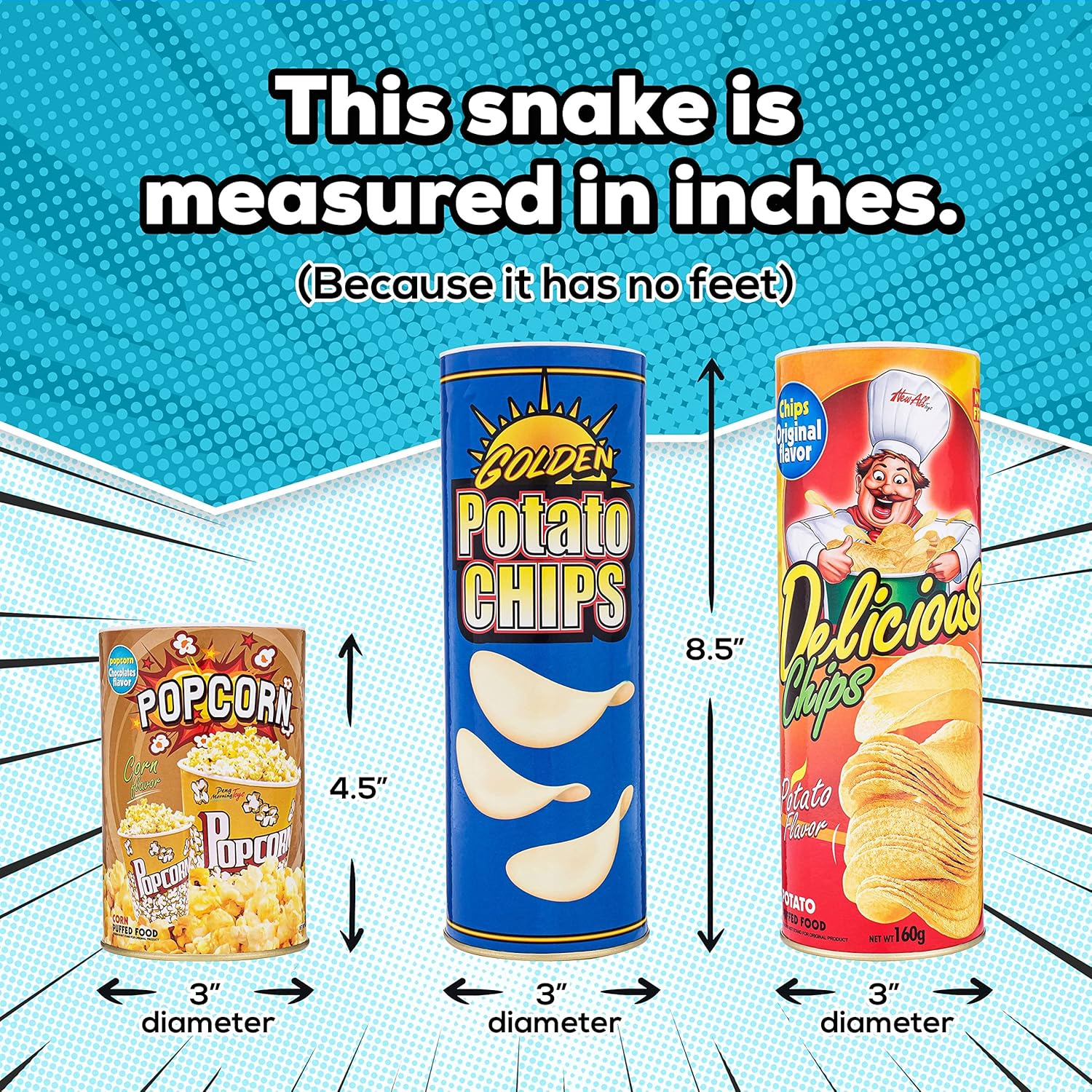 The Original Snake in a Potato Chip Can - Funny Classic Prank for Kids, Trick Gag Gift Toy & Scary Shock Spring Snake, Red Can image number 3