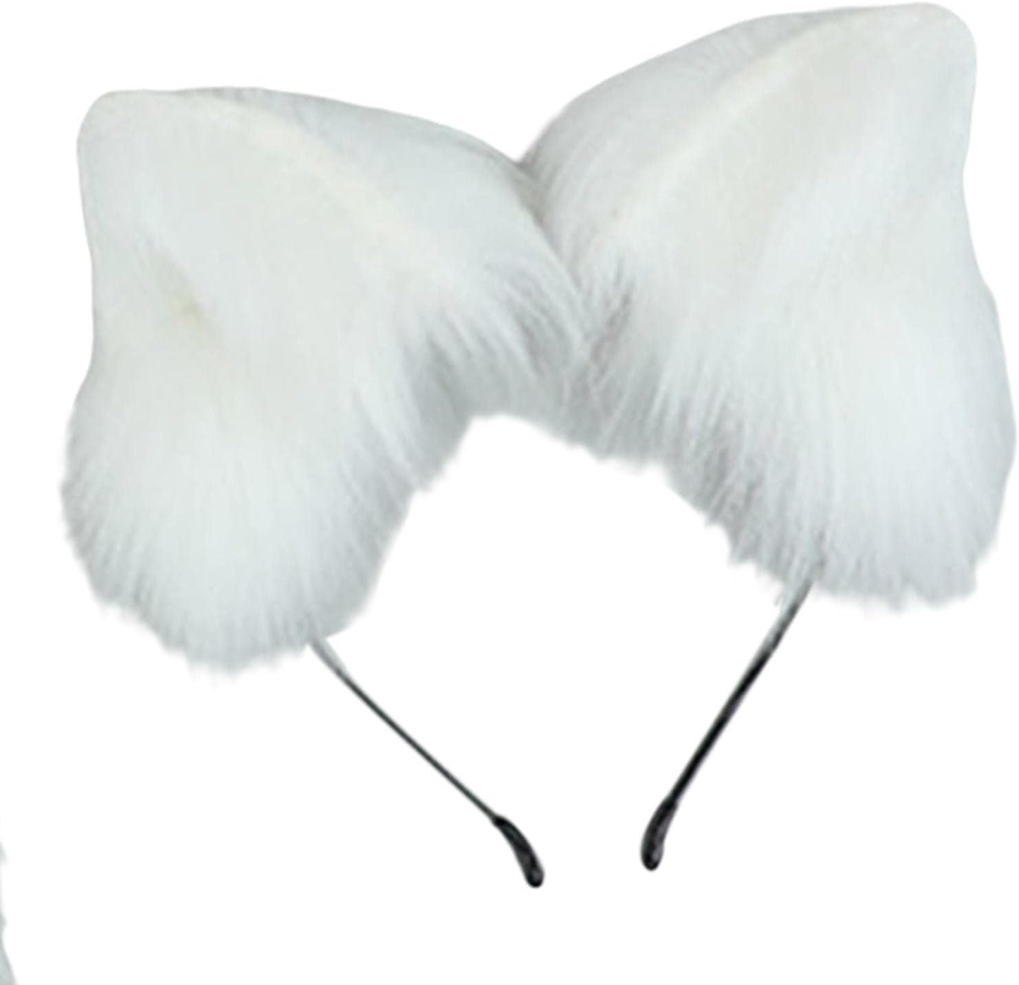 And Tail Set, Headband with Tail, Kitten Anime Ears, Halloween Cosplay Cat Costume Accessories for Women Girls Adult Kids, White - Black image number 3