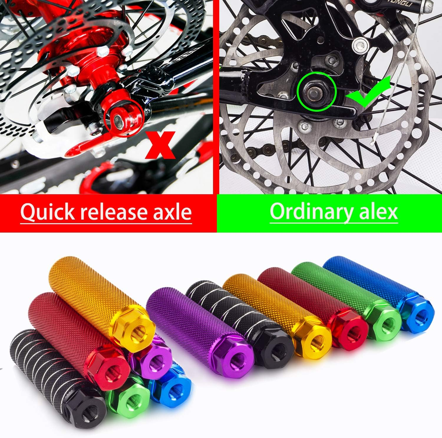 SMALLSTARIII Small Star Bike Pegs 2Pcs Aluminum Alloy Anti-Skid Lead Foot Bicycle Pegs 3/8 Inch Axles