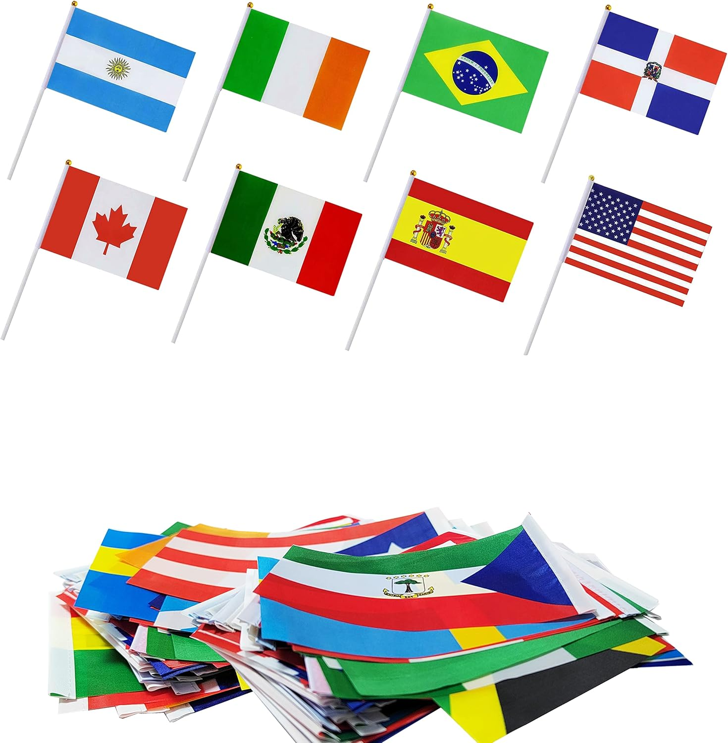 200 Countries Hand Held Flags on Stick,Small Mini International World Country Flags 5X8 Inch, World Countries on Every Continent Flag, School Sports Clubs, Decorations for Parades World Cup image number 4