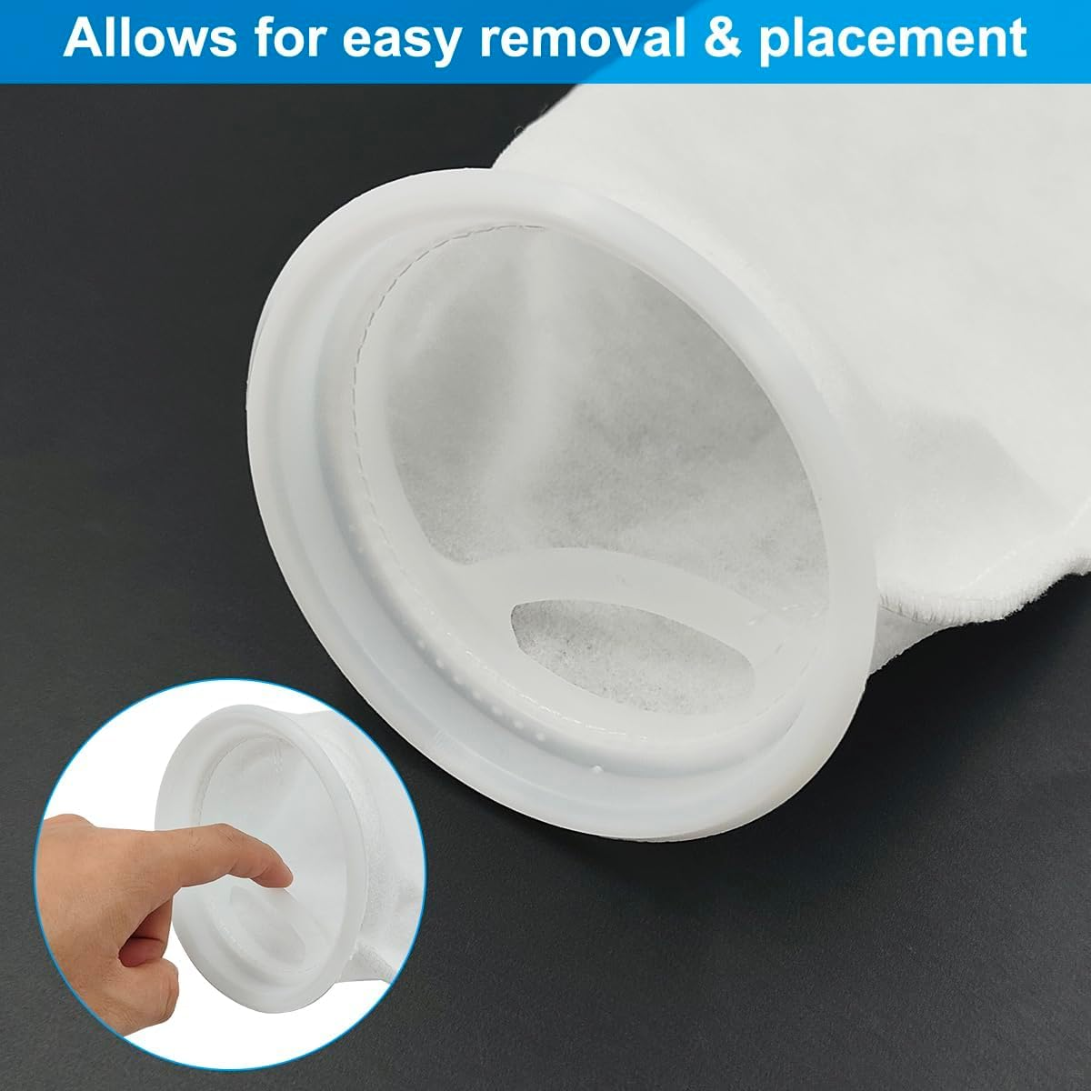 3 Pcs 4 Inch Ring Marine Filter Socks 200 Micron, Aquarium Felt Socks, Pool Filter Bags for Freshwater Saltwater Aquariums Fish Tank, Sump Filter Socks, 4 Inch Ring by 10 Inch Long image number 2