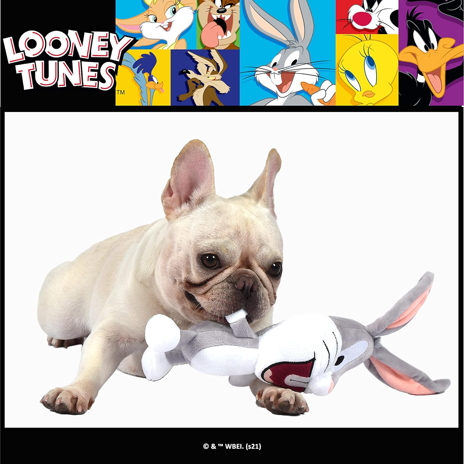 LOONEY TUNES for Pets Bugs Bunny Big Head Plush Dog Toy | Stuffed Animal for Dogs, Plush Figure Dog Chew Toy, Officially Licensed from Warner Bros - 12 Inch Jumbo Size Dog Toy image number 4