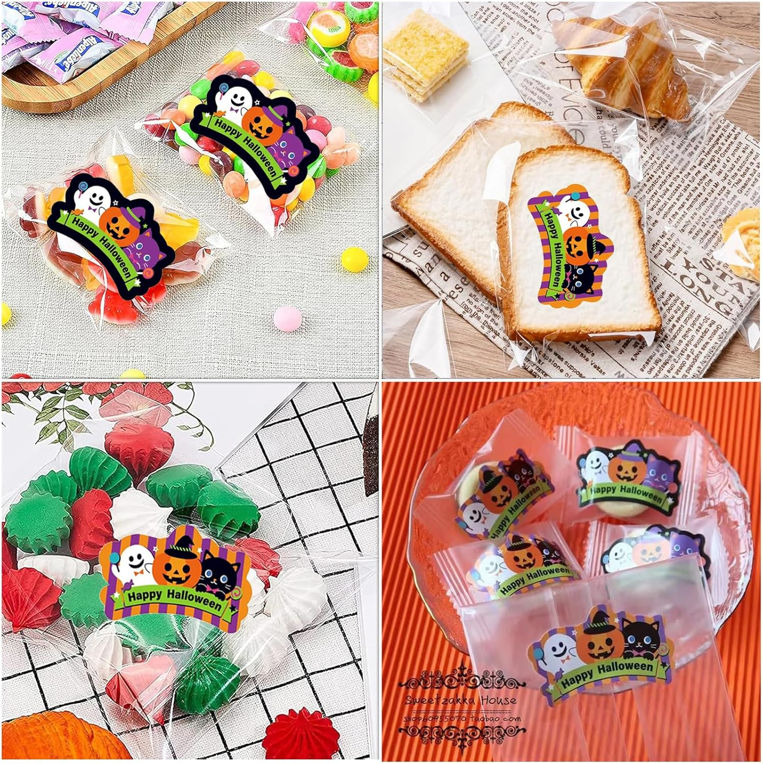 Happy Halloween Sticker Labels, Tuoyi 80Pcs 10 Sheets Ghost Pumpkin Cat Design,Ideal for Kids Halloween Party and Play Games image number 2