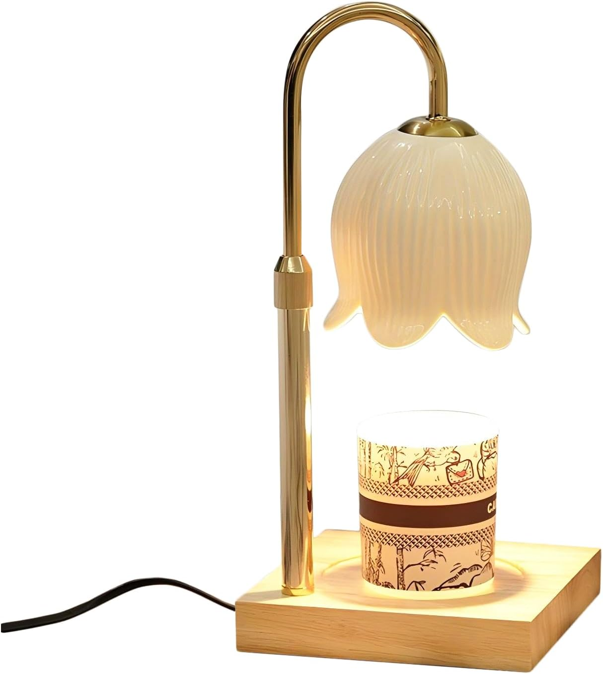 Kinsynko Candle Warmer Lamp Australia with Timer and 2 Bulbs for Home Scented Jar Candles, Dimmable White Ceramic Bell Orchid Candle Melting Lamp for Housewarming, Valentine'S Day Gift image number 5