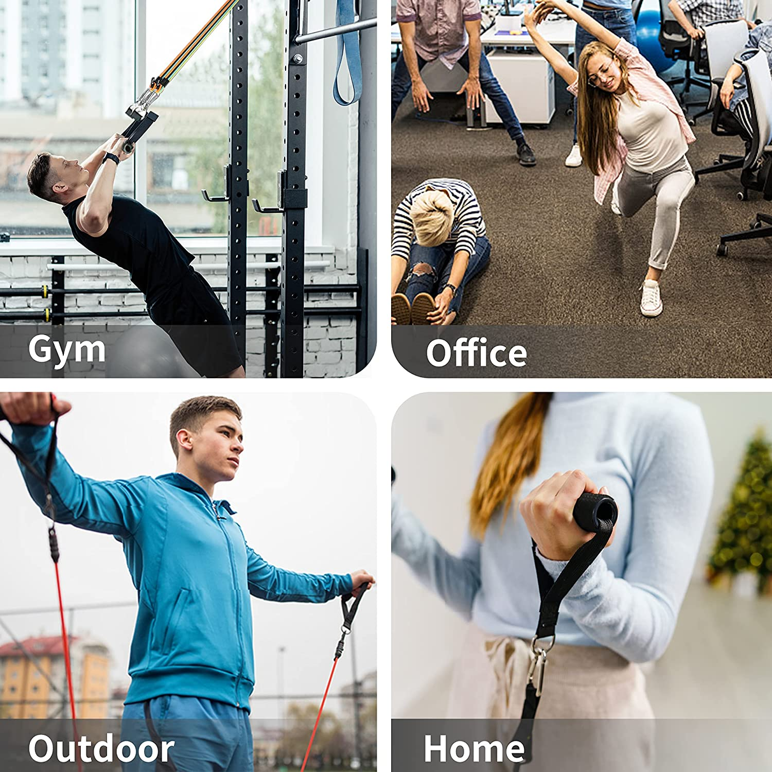 PROIRON Resistance Bands Set 14 Pieces Anti-Snap Resistance Band Exercise with Handles, Door Anchor, Ankle Straps, Training Manual and Carrying Bag image number 4