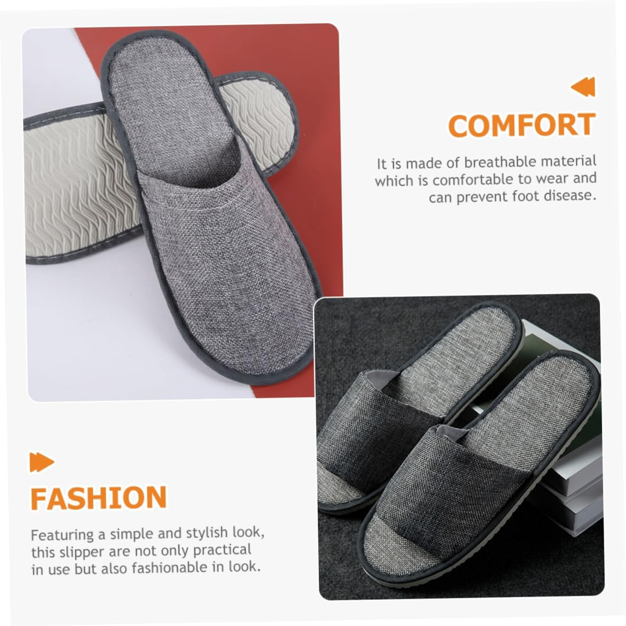 Vaguelly 12Pairs Slip Slippers for Men Travel Guest Open Toe Breathable Indoor Slippers image number 3