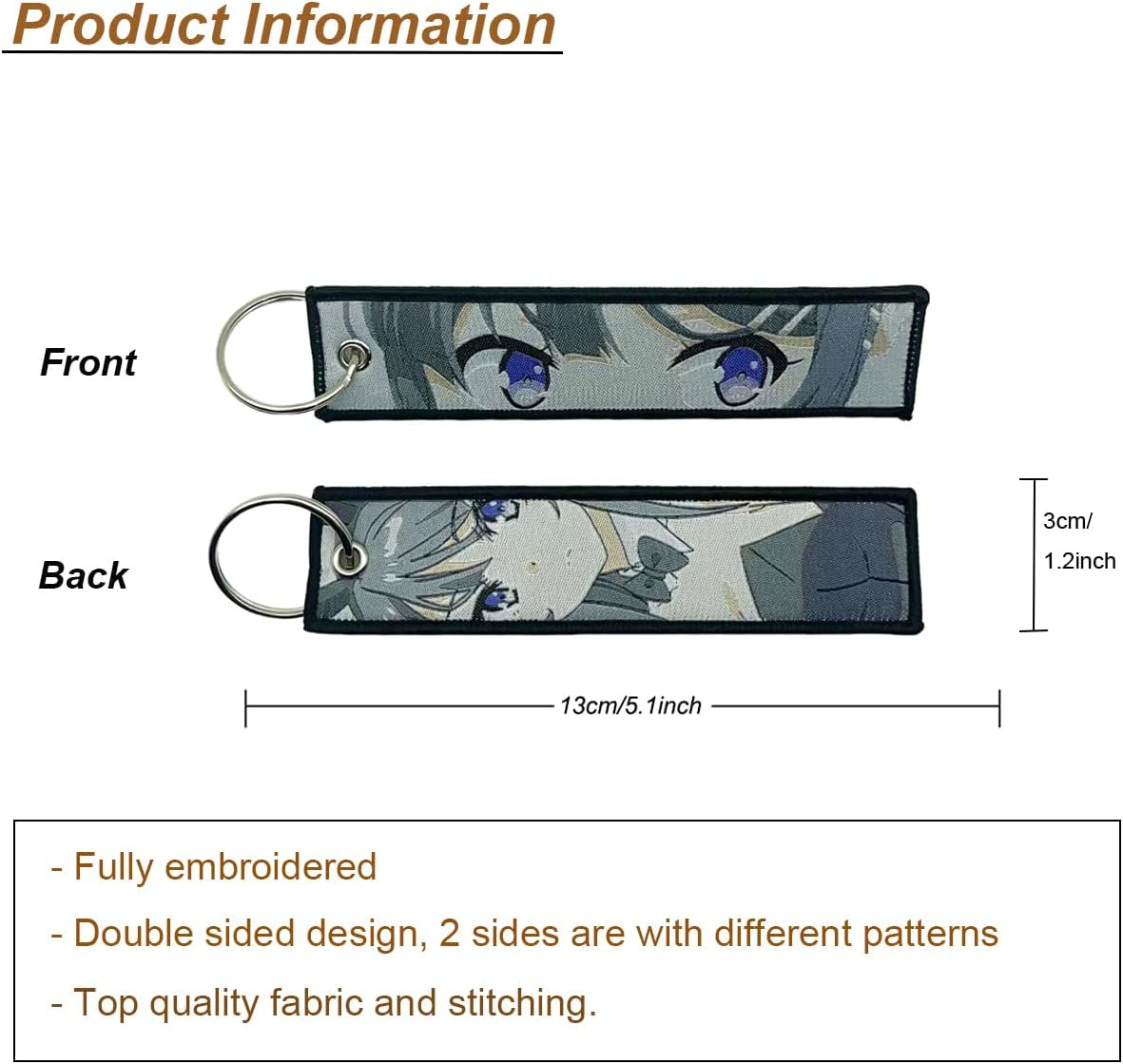 1 Pack Anime Jet Tag Keychain Tag Key Chain Embroidered - EDC for Motorcycles, Scooters,Atv,Car and Anime Gifts image number 5