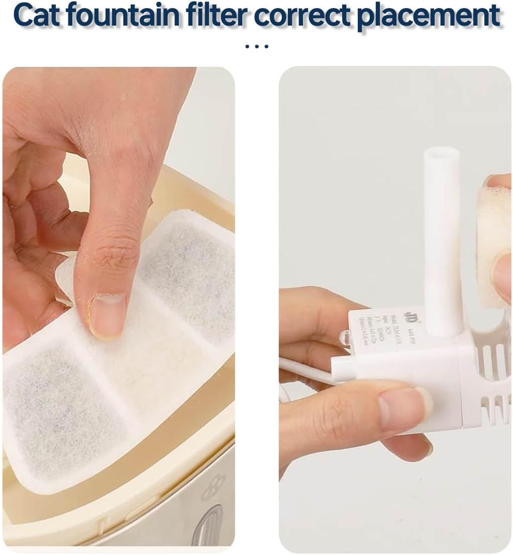 Acmerota Cat Water Fountain Replacement Filter for Oneisall PW04 3.5L Wireless 5000Mah Battery Operated Stainless Steel Cat Fountain, 12+12 Pcs, with 12Pcs Pump Filter & Clean Brush