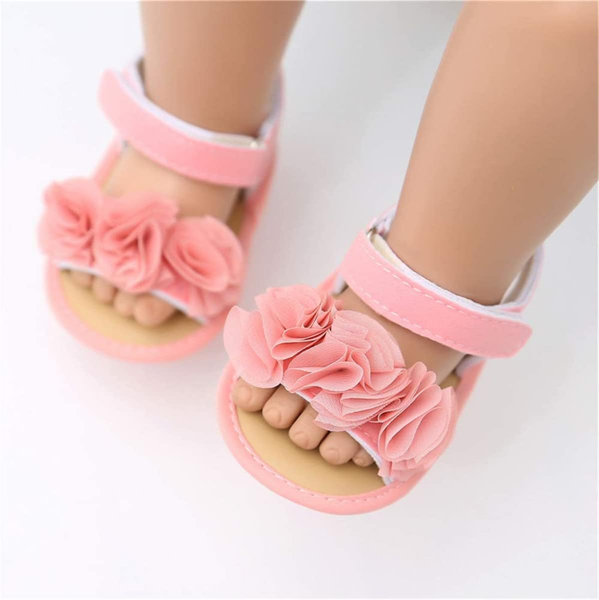 LAFEGEN Baby Girls Summer Sandals Flower Suede Soft Non-Slip Sole Infant Newborn Toddler First Walker Crib Shoes image number 5
