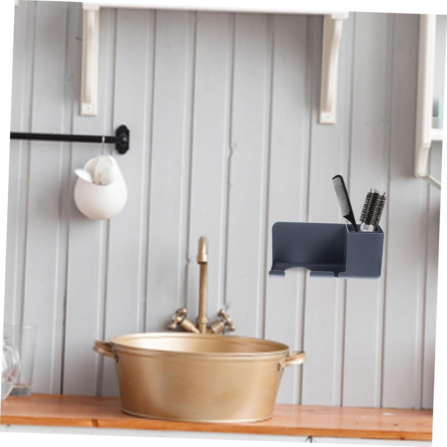 TOVINANNA Hair Dryer Storage Mounted Organizer No for Bathroom Accessories Space-Saving Blow Dryer Holder Smooth Edges Strong Load-Bearing Capacity Keeps Bathroom Tidy - Black image number 4