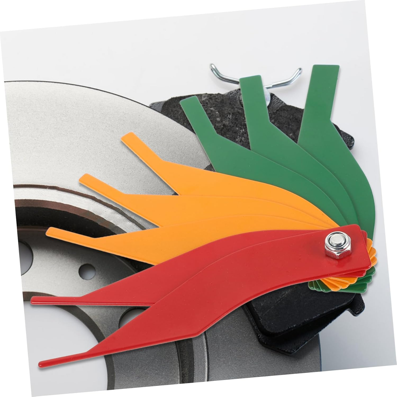 Generic 1 Set Automotive Measuring Tools Brake Pads Brake Drum Measuring Tool Brake Thickness Gauge Brake Tools Brake Fluid Test Strips Brake Lining Thickness Gauge Brake Pad Gauge Steel image number 3