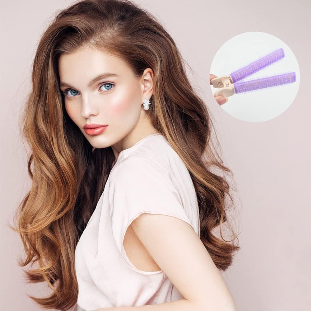 Bekecidi Pack of 10 Volume Hair Root Clips Natural Fluffy Hair Volumiser Self-Adhesive Curlers Roller Hair Styling Tools for Women and Girls (Purple) image number 3