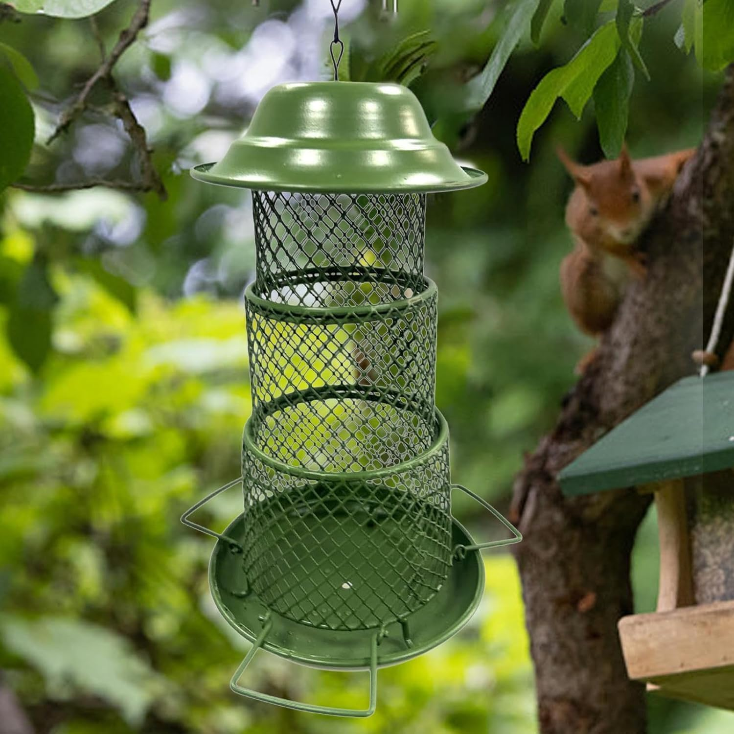Bird Feeders for Outdoors Hanging, Waterproof Rooftop Bird Feeder with a Latch Feature, Squirrel Proof Wild Bird Seed for outside Feeders and Garden Decoration Yard for Bird Watchers (3 Tier) image number 3