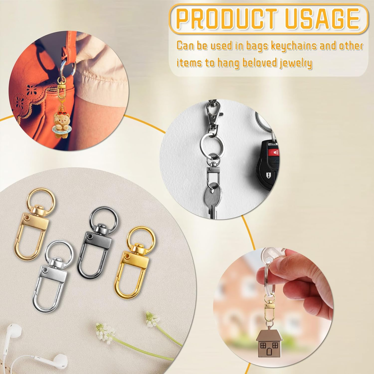 60 Pcs Metal Lobster Claw Clasps Swivel Lanyards Snap Hooks DIY Swivel Clasp Hooks for Keychains Jewelry Purse Making DIY Bags Key Rings Art Crafts (Gold, Silver, Rose Gold, Gun Black) image number 5