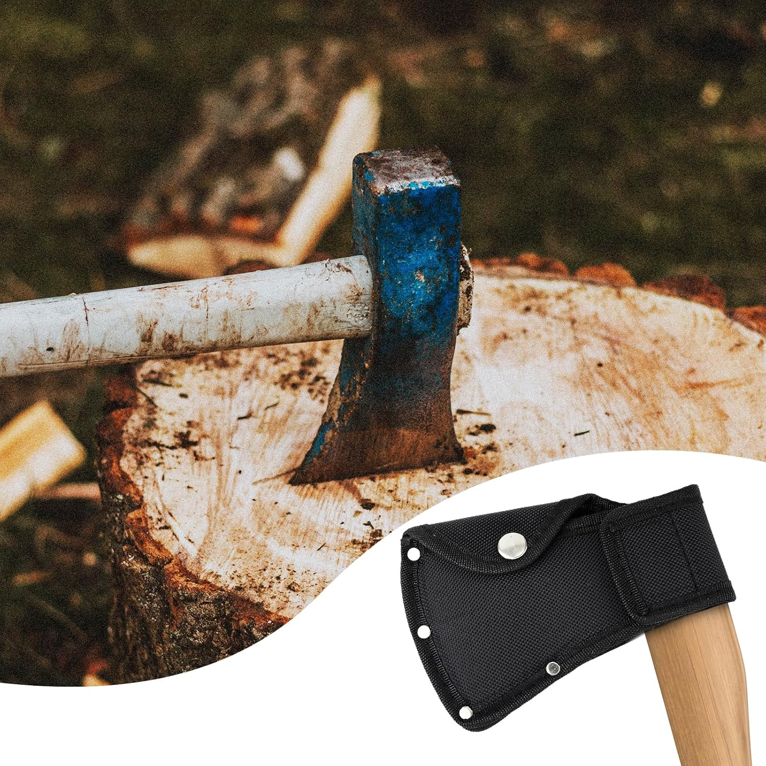 2Pcs Axe Head Cover, Hatchet Sheath Axe Holster Double Snap Ax Protective Cover Camping Axe Blade Cover Camp Axe Sheath Fit for 1.25Lb Axe Hatchet Protector for Outdoor Hiking image number 5