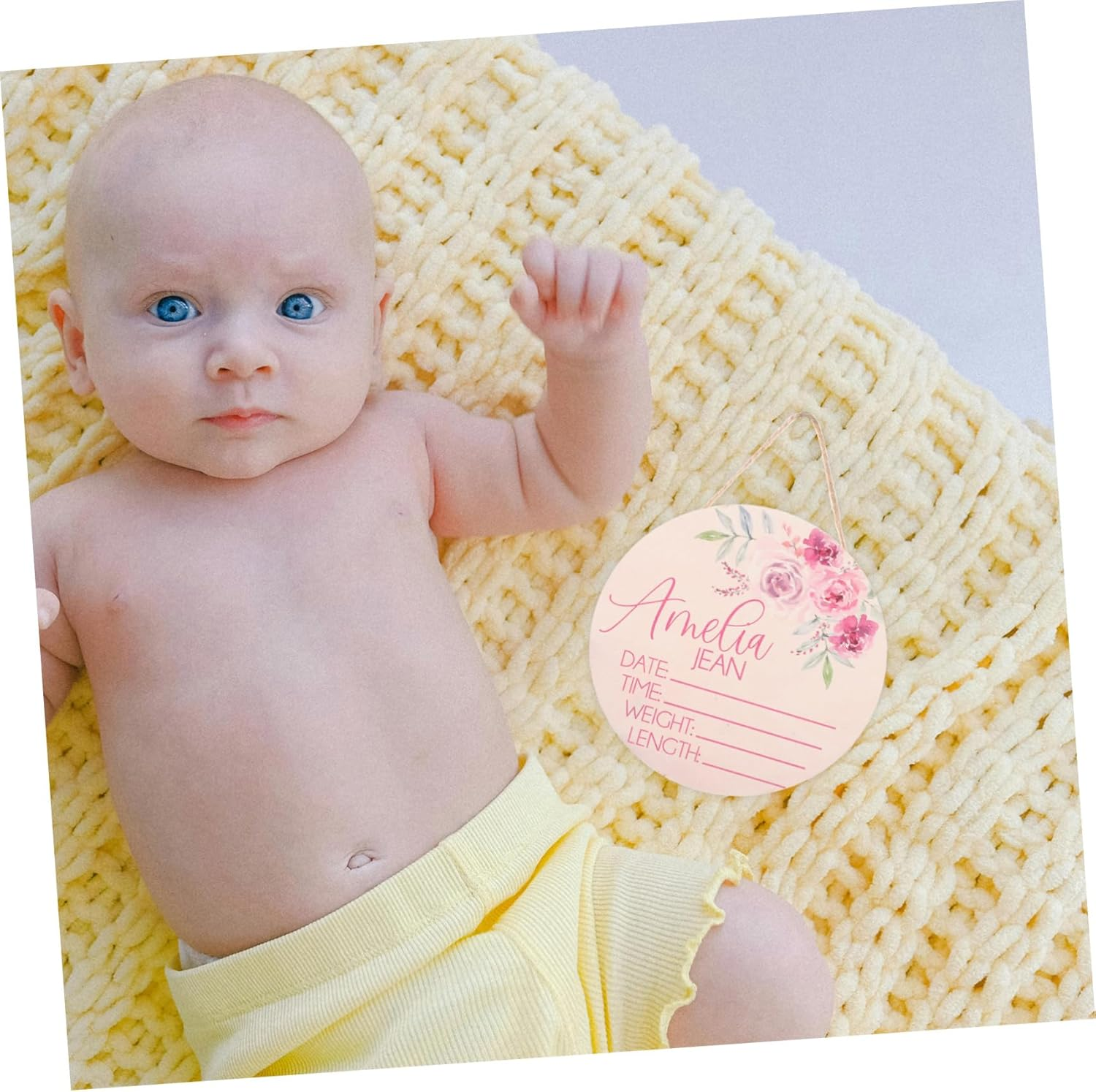 FRCOLOR 2Pcs Name Announcement Sign Wooden Newborn Name Plaques for Hospital Photo Props Growth Record Shower Gift image number 3