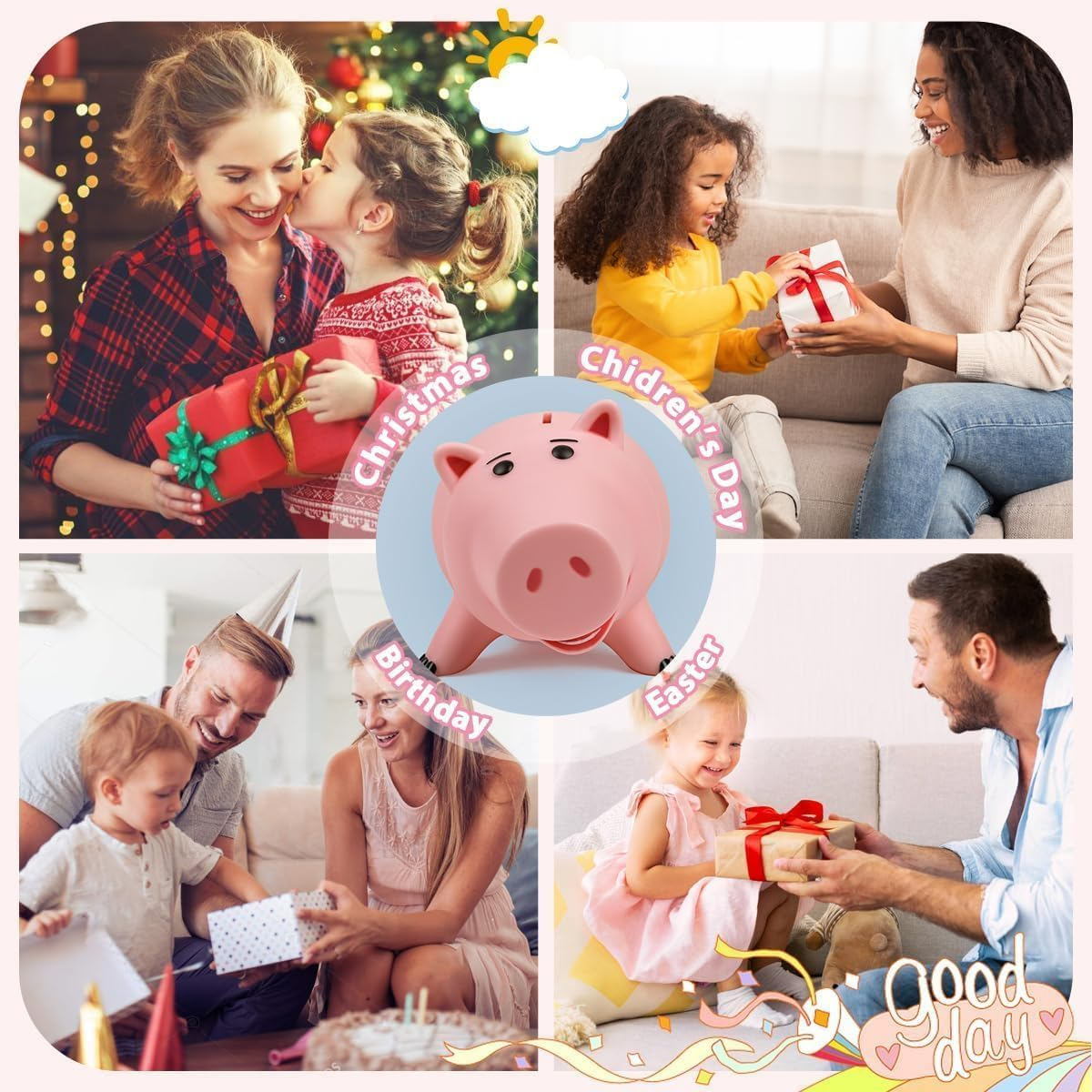 Creamily Hamm Piggy Bank Money Bank Kids Hamm Toy Story Money Bank Unbreakable Cute Pink Large Pig Money Box Plastic Saving Coin Bank for Kids Christmas Birthday image number 4