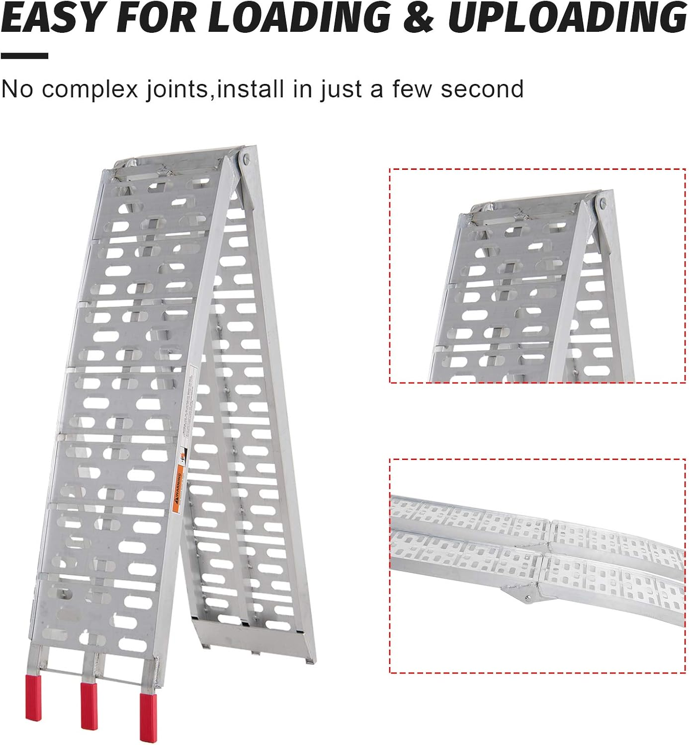 Oppsbuy Aluminium Loading Ramp, Motorcycle Folding Truck Tailgate Ramp Trailer, for ATV, 340KG Capacity image number 6
