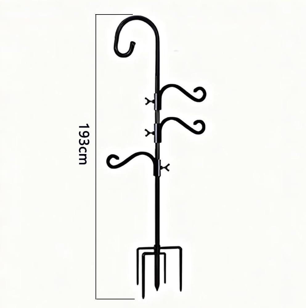 Bird Feeder Pole, 76-Inch Wild Birdfeeding Station Kit, Metal Birdfeeder Pole Stand, Bird Feeding Station with 3 Hanging Hooks, Birds House Poles for Garden, Outdoor Plant Hanger, Wedding image number 5