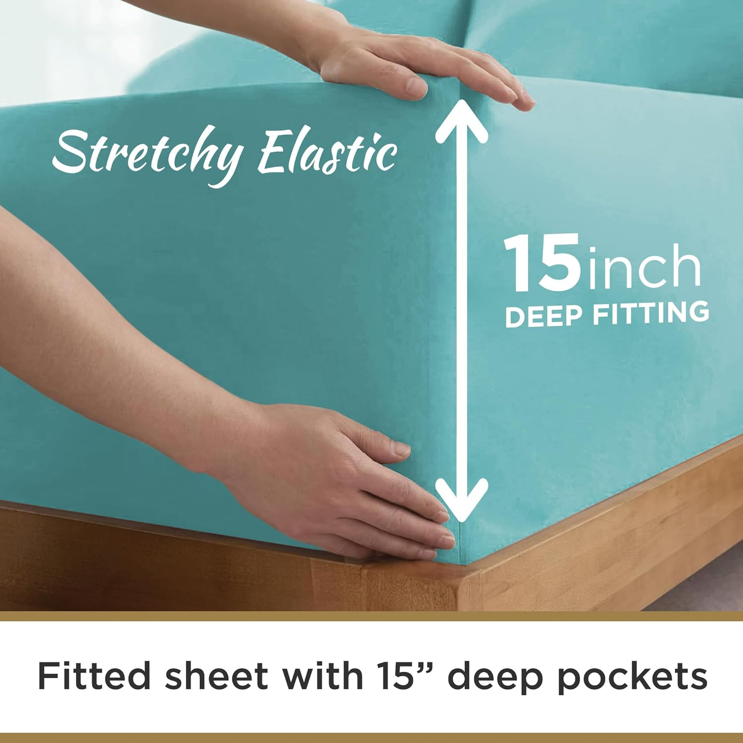 DESTINY CRESCENT BEDDING Microfiber Double Brushed Twin Aqua Blue 3 PC Bed Sheets Soft and Comfy-15'' Deep Pocket,39''X75'' Great for Kids Room,Guest Room,Dorms,Camps,Twin Beds (Aqua Blue)