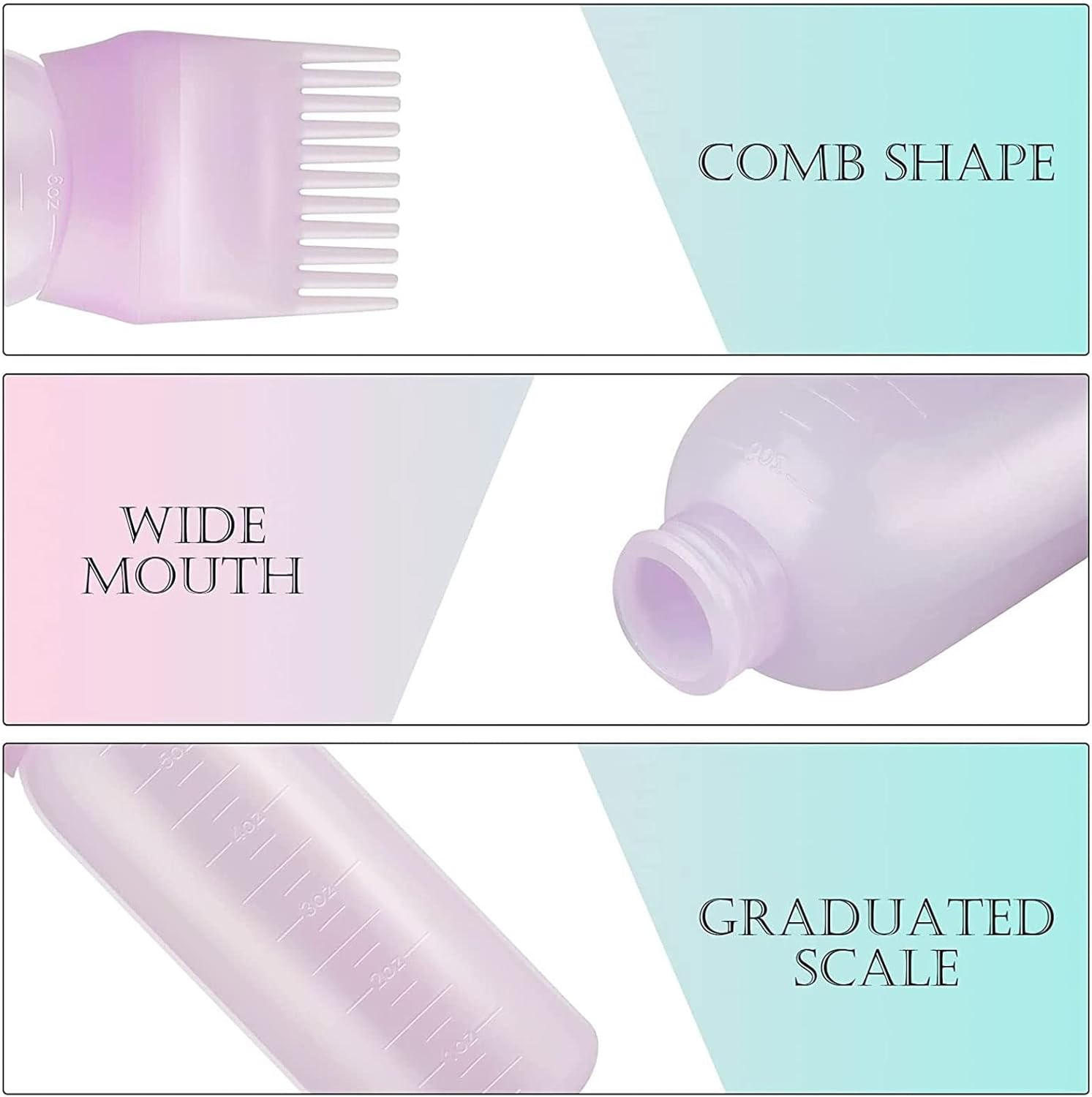 WAONIQ 3Pcs Root Comb Applicator Bottle with Capacity Scale Hair Dye Bottles Bottles Styling Tool image number 3