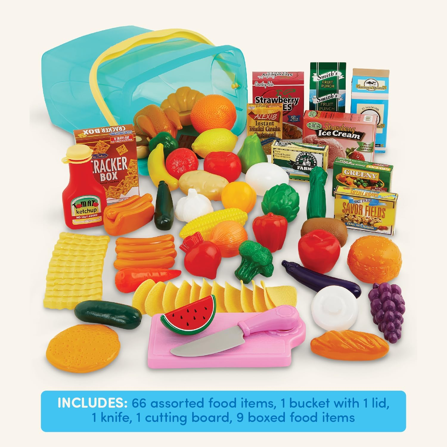 Battat &ndash; Play Circle &ndash; Play Food &ndash; Kitchen Toys &ndash; Grocery Store &ndash; Pretend Play &ndash; Pantry in a Bucket &ndash; 3+ Years(79 Pieces) image number 5