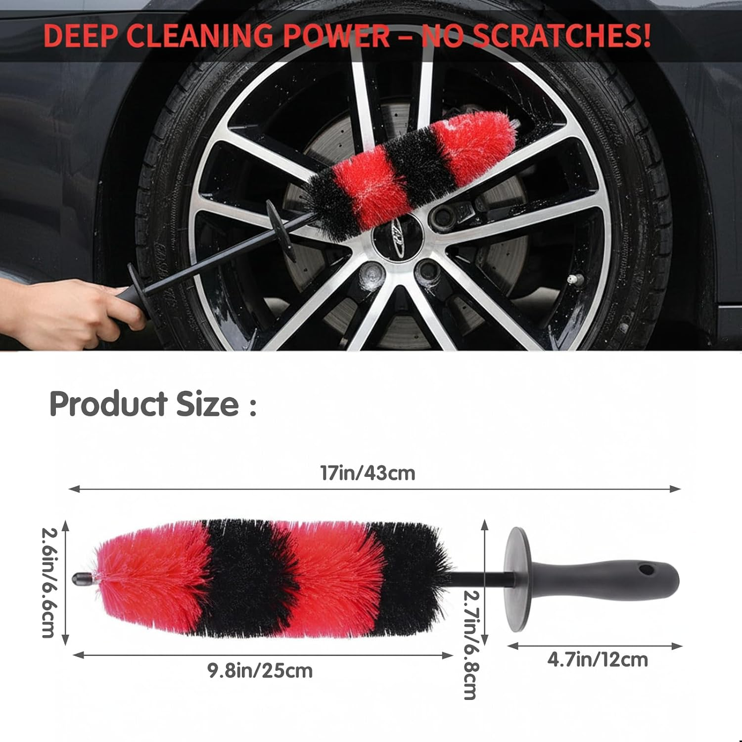 Wheel Brush for Car Detailing, Ergonomic Handle, Durable Design, Multi-Purpose Usage, Compatible with Cars, Trucks, Motorcycles - Ruibex