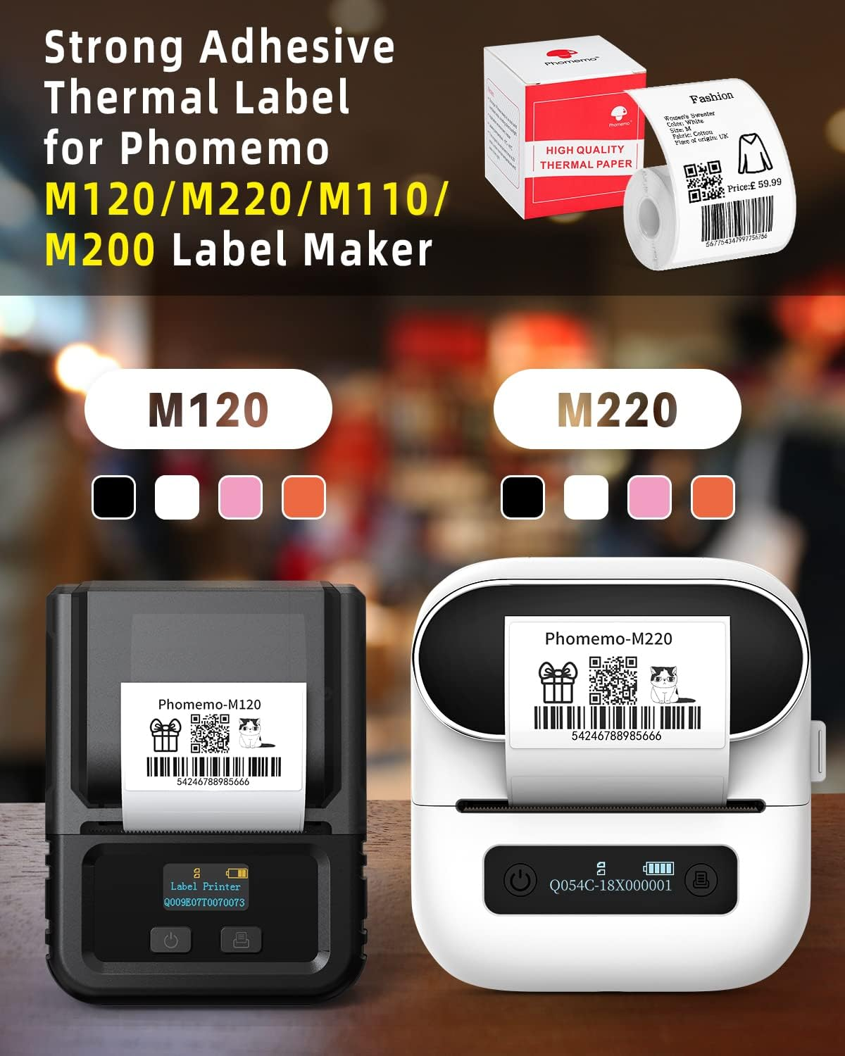 Phomemo Multi-Purpose Square Self-Adhesive Label for 241BT/M120/M110/M220/M150 Label Printer,1.96"X3.14"(50X80Mm),100 Labels/Roll, 3Rolls/Pack, Black on White image number 3