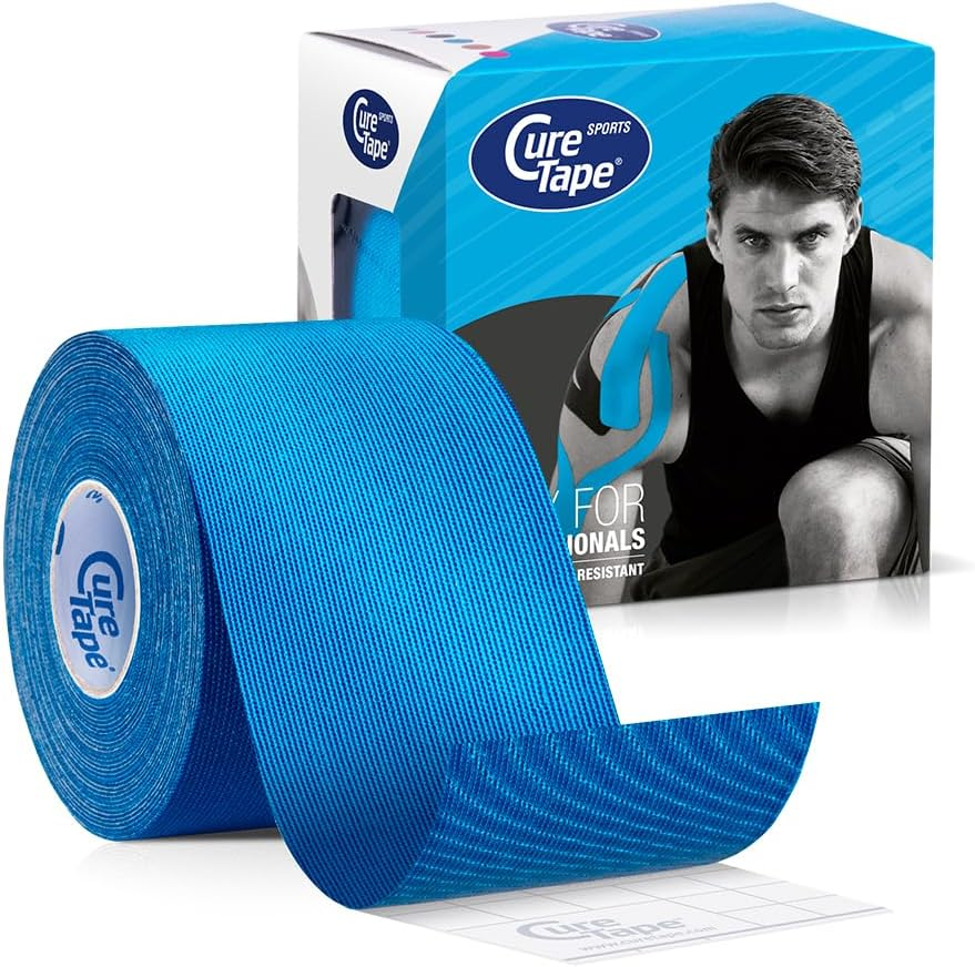 Curetape&reg; Sports Kinesiology Tape | 30% Stronger Adhesion for Extreme Sporting Conditions | Waterproof & Quick Dry Viscose | Recover Faster, Train Harder! (Blue)
