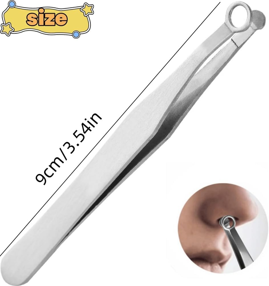 HIDOSNG Universal Nose Hair Trimming Tweezers Stainless Steel Tweezers Eyebrow Clippers Trimmer Friendly round Tip No Mirror Needed Easy Cut for Noses Sideburns Brow Body (1Pcs+Black Leather Case) image number 5