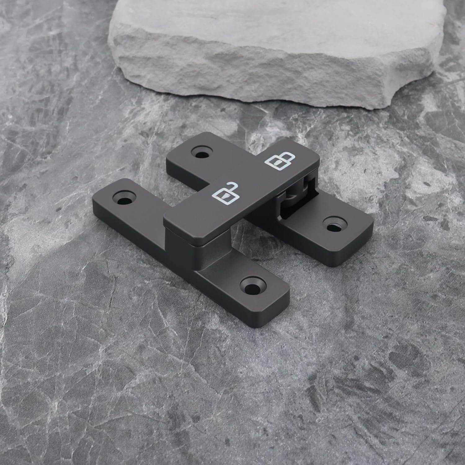 Emsea Grey Luminous Barn Door Lock 180 Degrees Surface Mounted Sliding Lock for Wooden Metal Aluminum Door 84X63X18Mm - Black image number 4