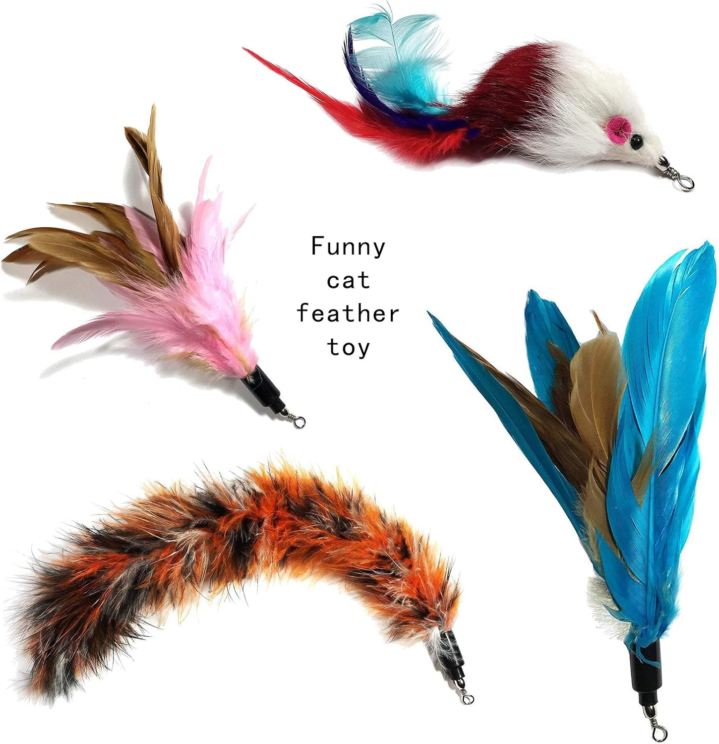 Cat Teaser Wand with 7 Assorted Interactive Refills Feathers Teaser, Cat Feather Toys for Exercising Kitten and Cat image number 5
